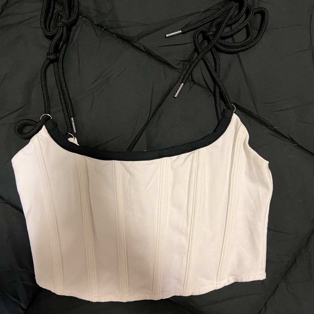 Cropped Corset Black and White Top